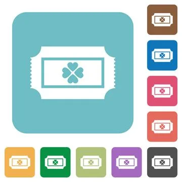 Lottery ticket rounded square flat icons Stock Illustration