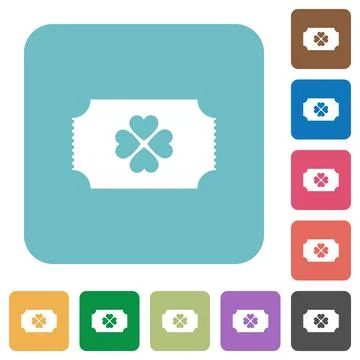 Lottery ticket rounded square flat icons 스톡 일러스트