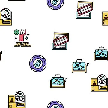 Lotto Gamble Game Vector Seamless Pattern 스톡 일러스트