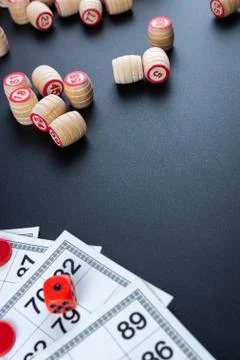 Lotto game on black background Fotos de archivo