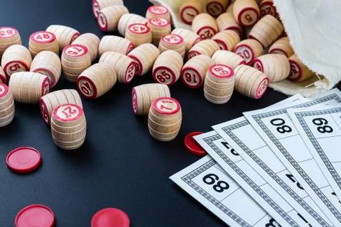 Lotto game on black background 스톡 사진