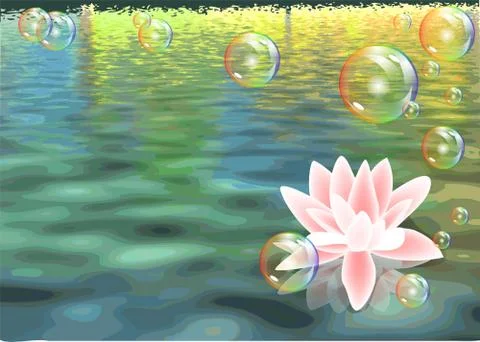 Lotus and bubbles Stock Illustration