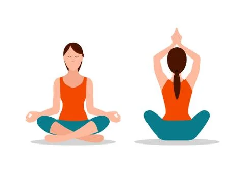 Lotus and Sit Down Pose Set Vector Illustration Ilustración de archivo