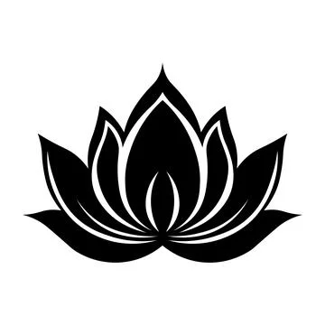 Lotus black vector icon on white background Stock Illustration
