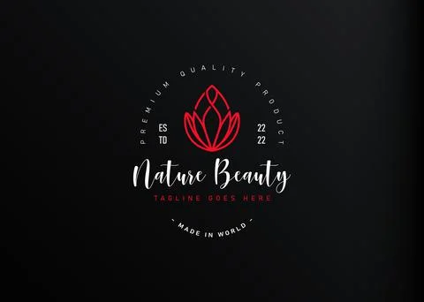 Lotus buds bloom logo design. Vector illustration of abstract red lotus monol Illustration
