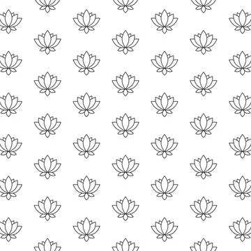 Lotus floral repeat pattern, black and white abstract background vector 스톡 일러스트