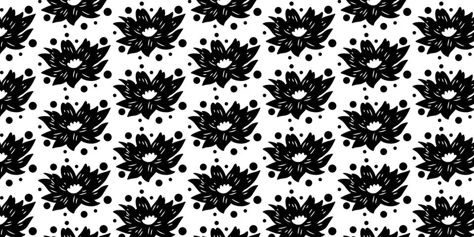 Lotus Floral Seamless Pattern Background Stock Illustration