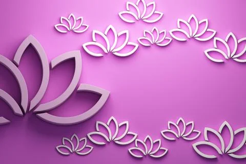 Lotus flower background. 3D Render Illustration Stock Illustration