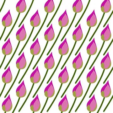 Lotus flower buds pattern background print. repeat pattern background design Stock Illustration