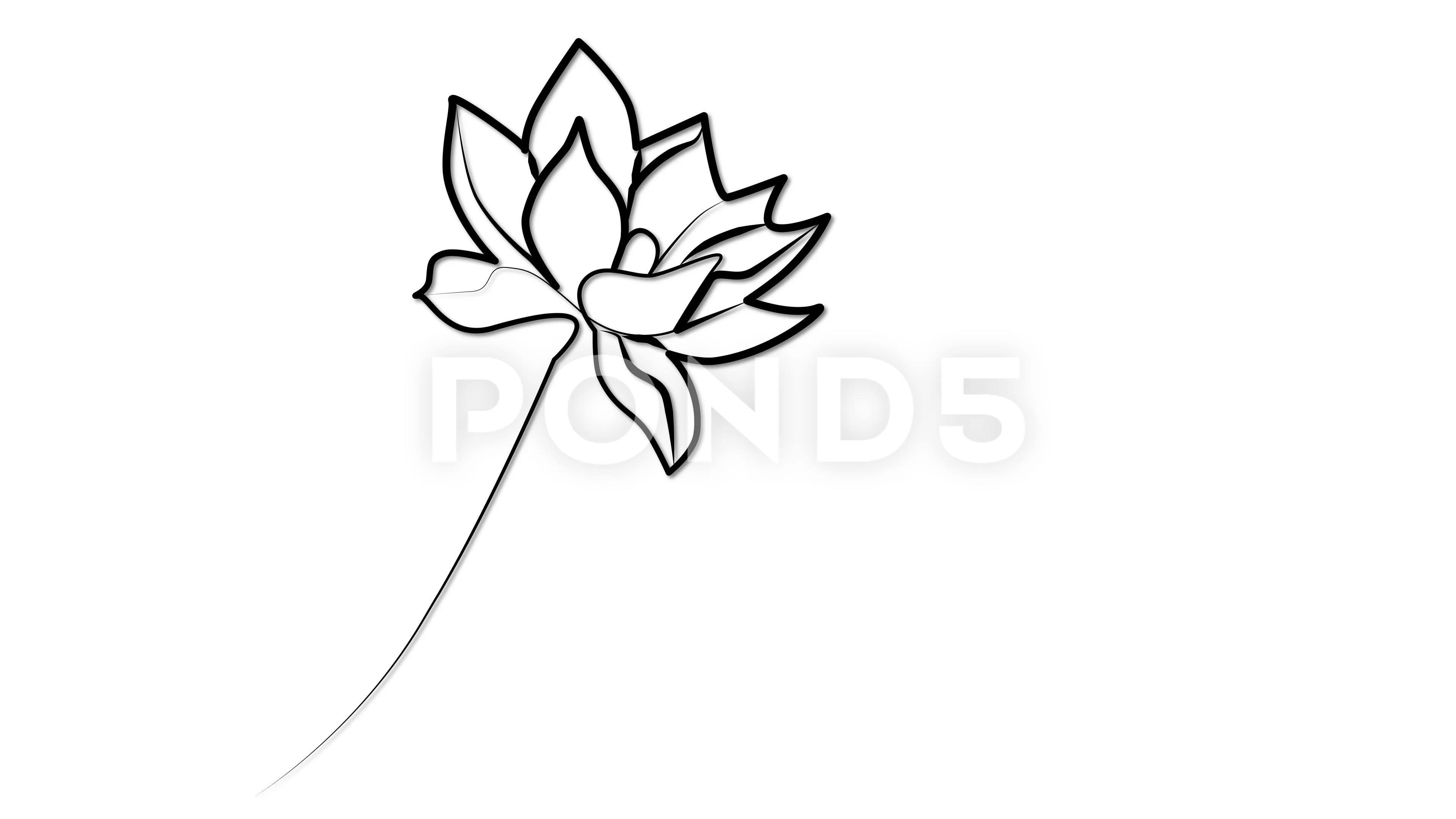 One Continuous Line Drawing Of Beauty Fresh Lotus For Spa Business Logo.  Printable Poster Decorative Garden Water Lily Flower Concept For Wall Home  Decor. Single Line Draw Design Vector Illustration Royalty Free