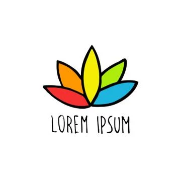 Lotus flower doodle icon, vector color illustration Stock Illustration