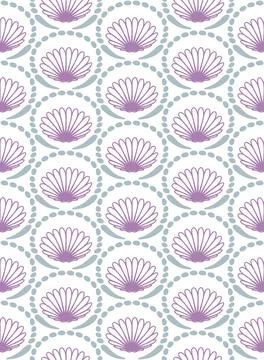 Lotus flower folklore seamless pattern. Block print floral traditional ornament Stock Illustration