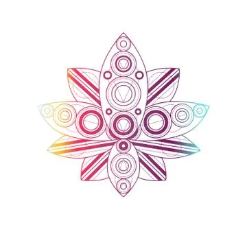 Lotus flower with geometric pattern vector linear illustration Stockillustratie
