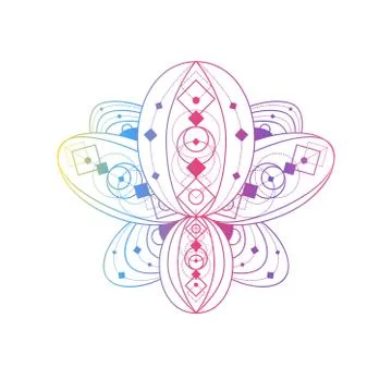 Lotus flower with geometric pattern vector linear illustration 스톡 일러스트