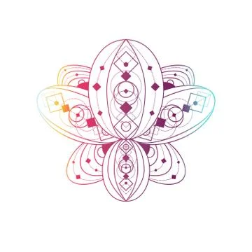 Lotus flower with geometric pattern vector linear illustration Stockillustratie