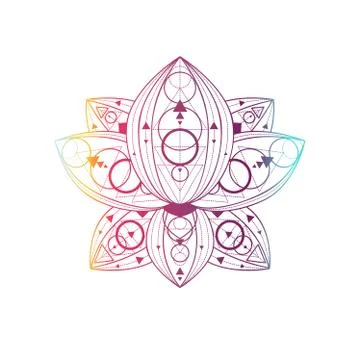 Lotus flower with geometric pattern vector linear illustration Stockillustratie