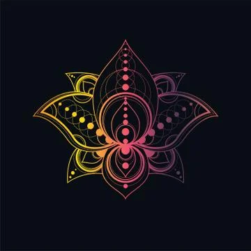 Lotus flower with geometric pattern vector linear illustration Stockillustratie