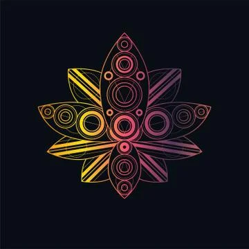 Lotus flower with geometric pattern vector linear illustration Stock Illustration