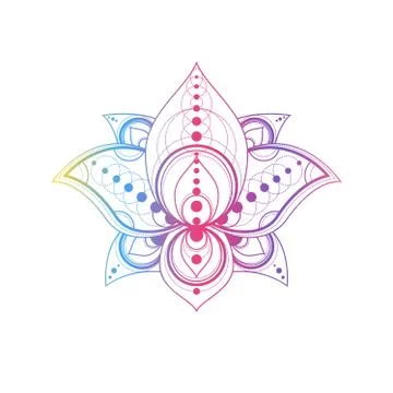 Lotus flower with geometric pattern vector linear illustration Stockillustratie