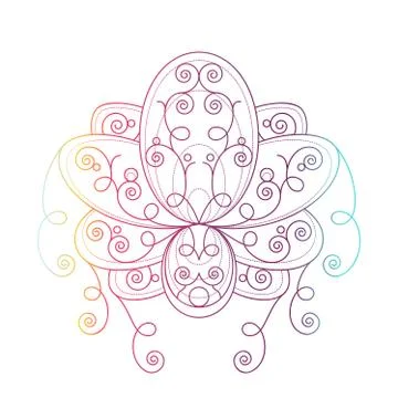 Lotus flower with geometric pattern vector linear illustration Stockillustratie