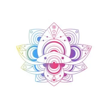 Lotus flower with geometric pattern vector linear illustration Stockillustratie