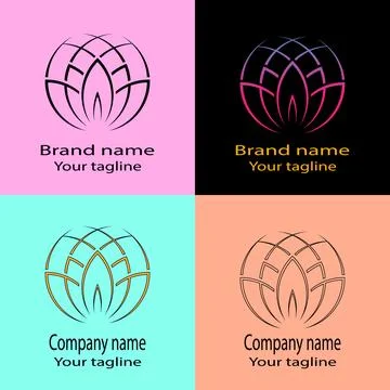 Lotus Flower Globe logo Stock Illustration