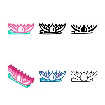 Lotus flower god om color set icon vector Stock Illustration