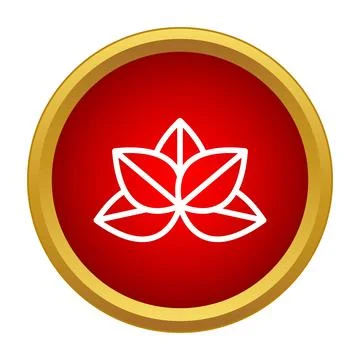 Lotus flower icon on red button with gold trim イラスト素材