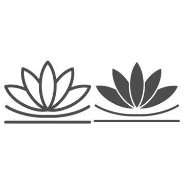 Lotus flower line and solid icon, chinese mid autumn festival concept, lotus on Stock Illustration