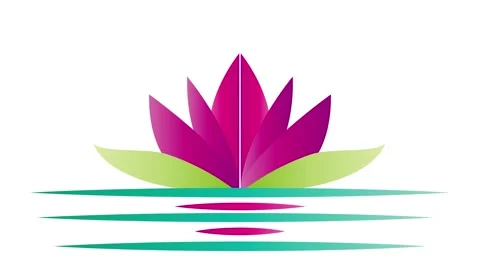 Lotus flower logo design reflecting on water Видео 332099112
