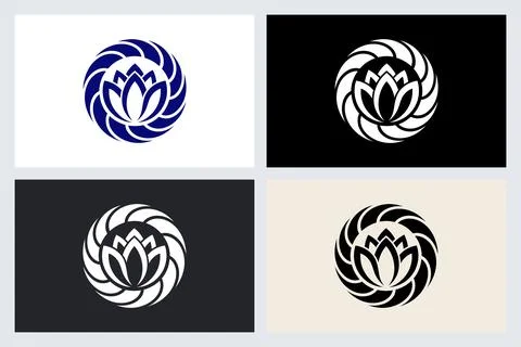 Lotus Flower Mandala Logo Vector Icon Set イラスト素材
