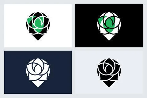 Lotus Flower Map Pin Logo Icon Design Set Stock Illustration