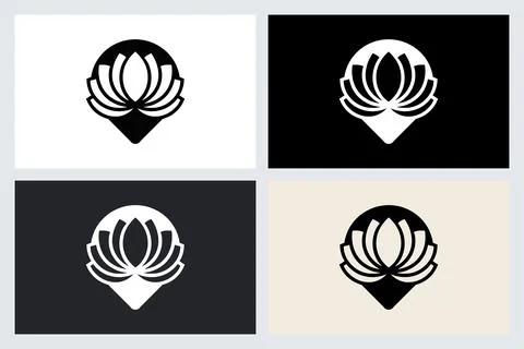 Lotus Flower Map Pin Logo Icon Design Stock Illustration