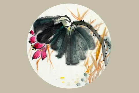 Lotus flower painted Stock Illustration