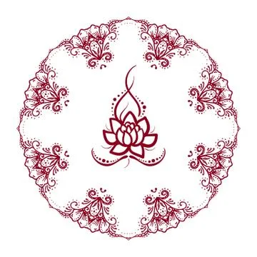Lotus flower pattern line on isolated background. Logo for Yoga Studio, Spa Illustration