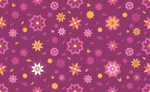 Lotus Flower Seamless Pattern Background Stock Illustration