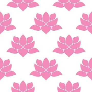 Lotus flower Seamless Pattern, Hand Drawn doodle background. Vector illustrat Illustrazione stock