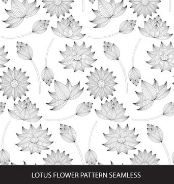 Lotus flower seamless pattern Stock Illustration