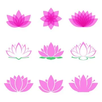 Lotus flower set Stock Illustration