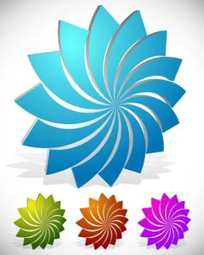 Lotus flower shape in 3d. 4 colors included. Vector graphics. Stock Illustration