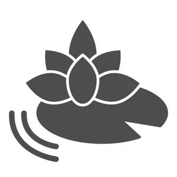 Lotus flower solid icon, spa salon concept, Lotus with leaf on water sign on 스톡 일러스트