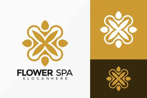 Lotus Flower Spa Logo Vector Design. Abstract emblem, designs concept, logos, Illustrazione stock