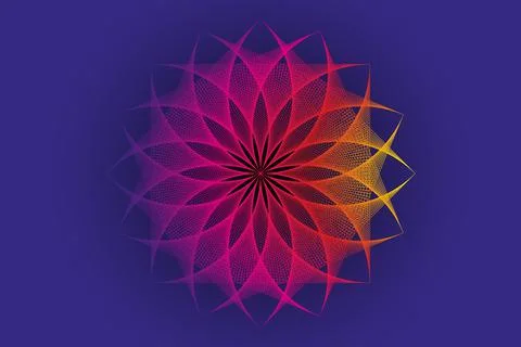 Lotus flower spectrum mandala, thread art, Sacred Geometry. String Art Stock Illustration