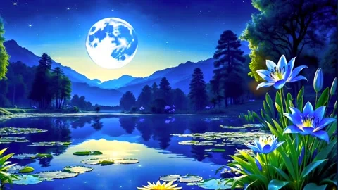 Lotus flower in spring when the moon shines Stock Footage 284745550