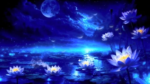Lotus flower under the moonlight Stock Footage 283925413