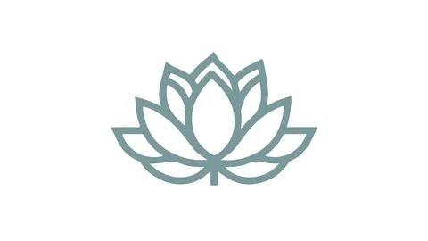Lotus flower vector illustration. Simple outline drawing, minimalist design Stock-Illustration