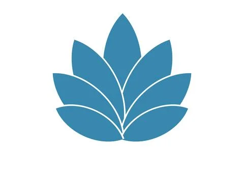 Lotus flower vector illustration, Solid blue symmetrical blossom icon, Minima Illustrazione stock