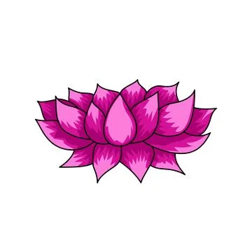 Lotus flower vector  line drawing with colors vector illustration イラスト素材