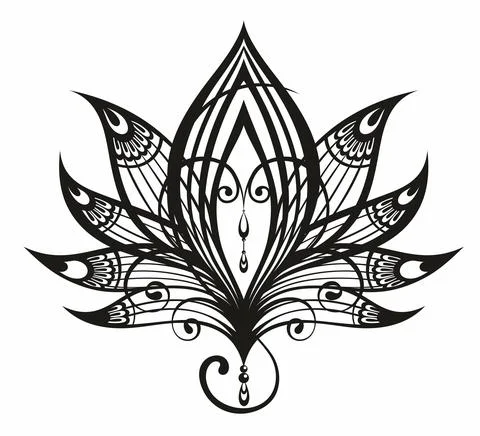 Lotus flower vector line icon Stock Illustration