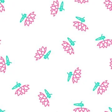 Lotus flower vector seamless pattern Stock Illustration